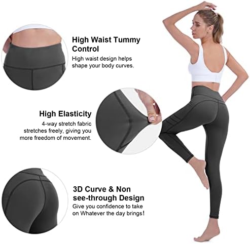 vnnink חותלות יוגה מקצועיות לנשים [Ultra Strether Soft] מותניים במותניים גבוהות מכנסי יוגה עם
